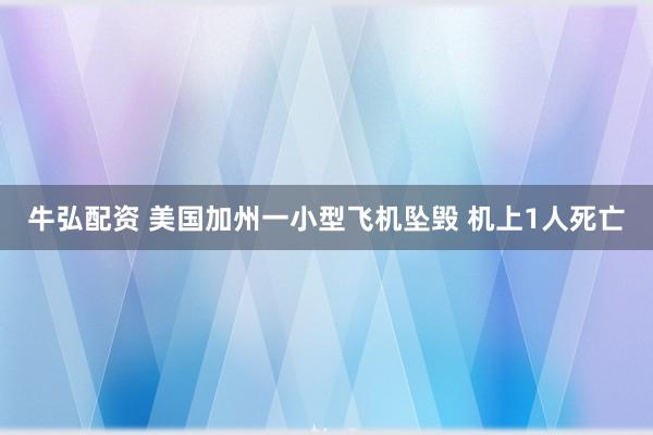 牛弘配资 美国加州一小型飞机坠毁 机上1人死亡