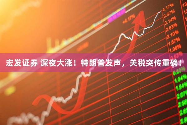 宏发证券 深夜大涨！特朗普发声，关税突传重磅！